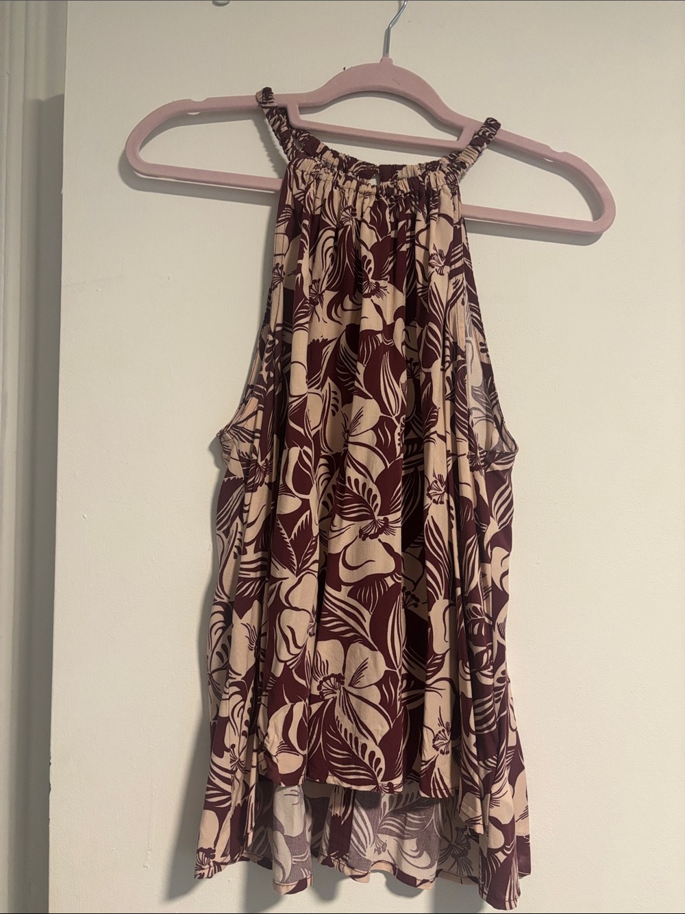 GAP Floral Halter Camisole - Cream and Burgundy